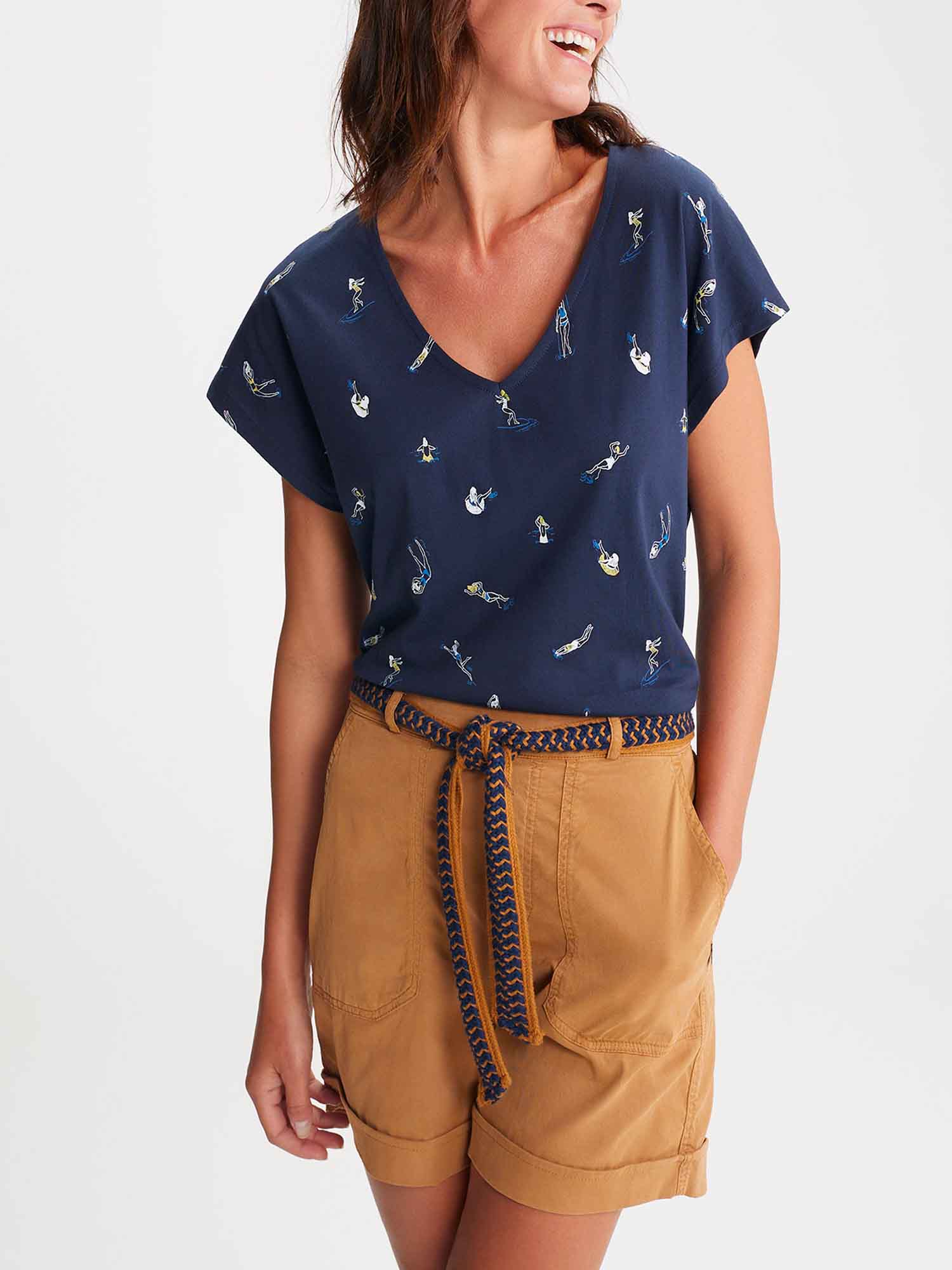 Tee Shirt Femme Manches Courtes Marine