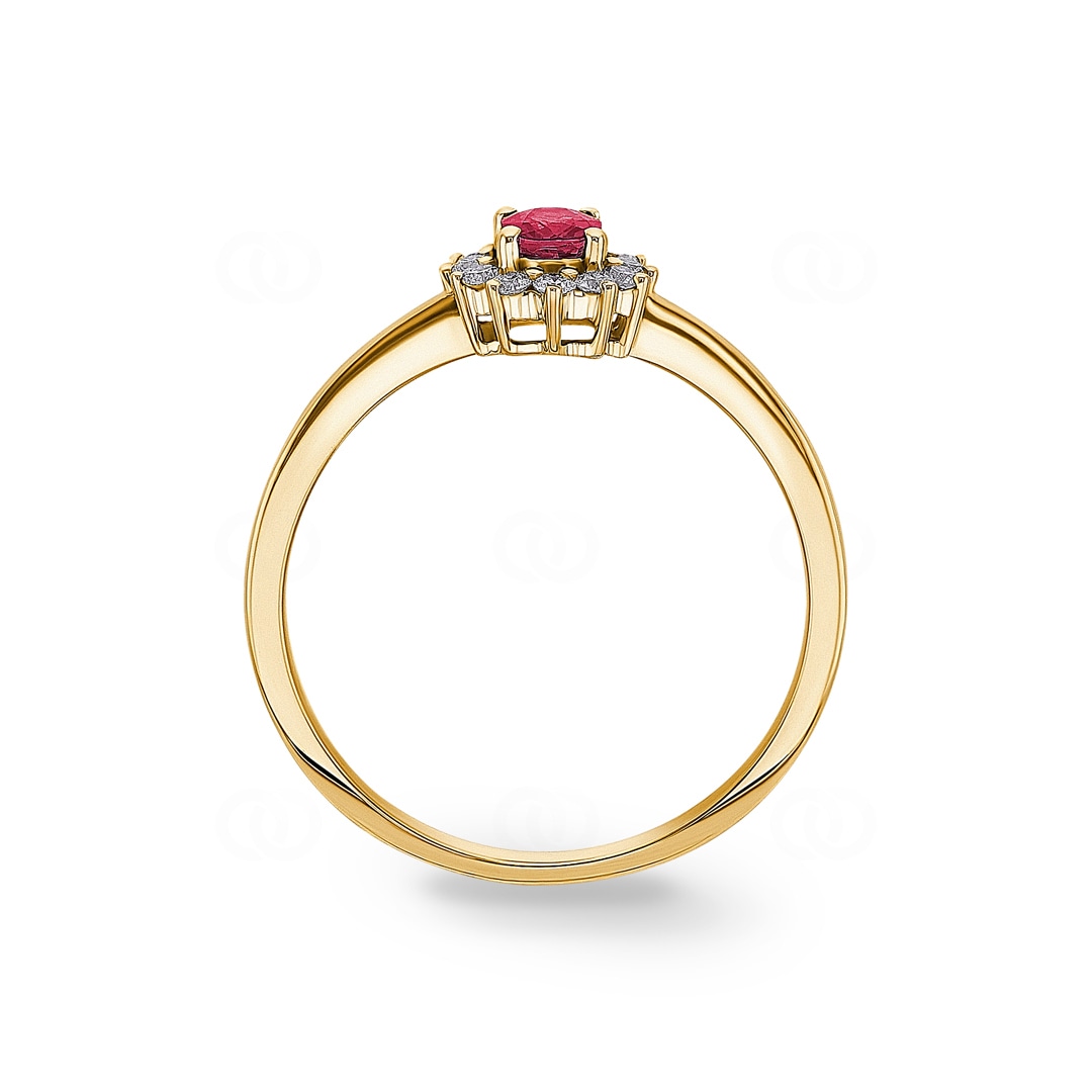 Rubinring 750/18 K Gelbgold mit Diamanten 0.15 ct H/si
