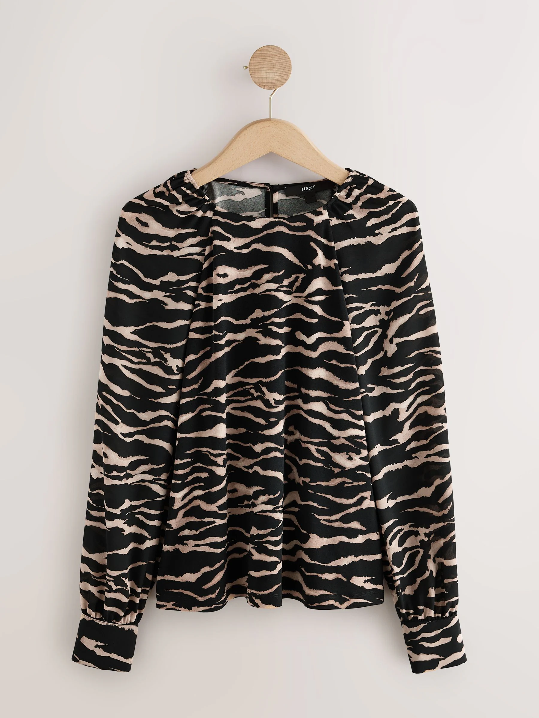 Zebraprint - Long Sleeve Crew Neck Blouse