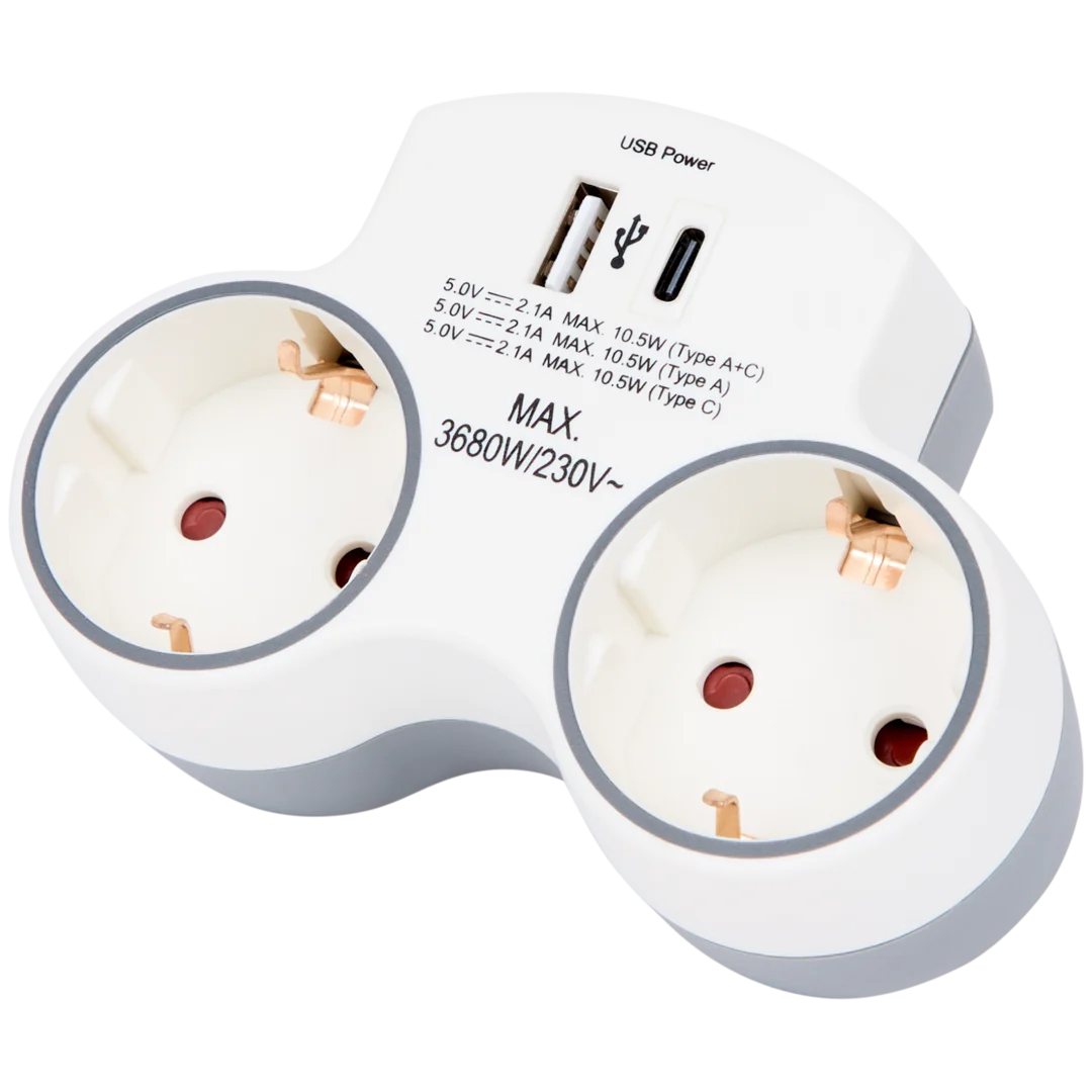 Pro-max dubbele wandstekker 4-voudig