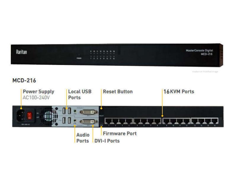 Raritan KVM Switch MCD-216 Cat 5 KVM Switch mit Analog/Digital Video und Stereo Audio