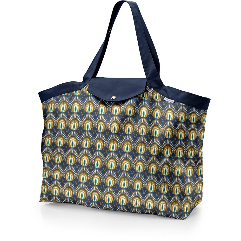 Grand Sac Cabas En Tissu Plumes De Paon