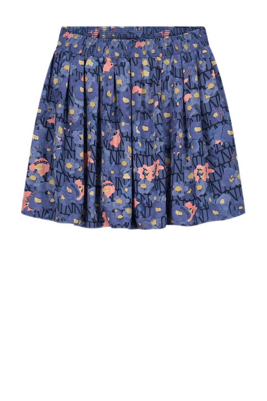 NIK&NIK gebloemde rok Vonne blauw/roze