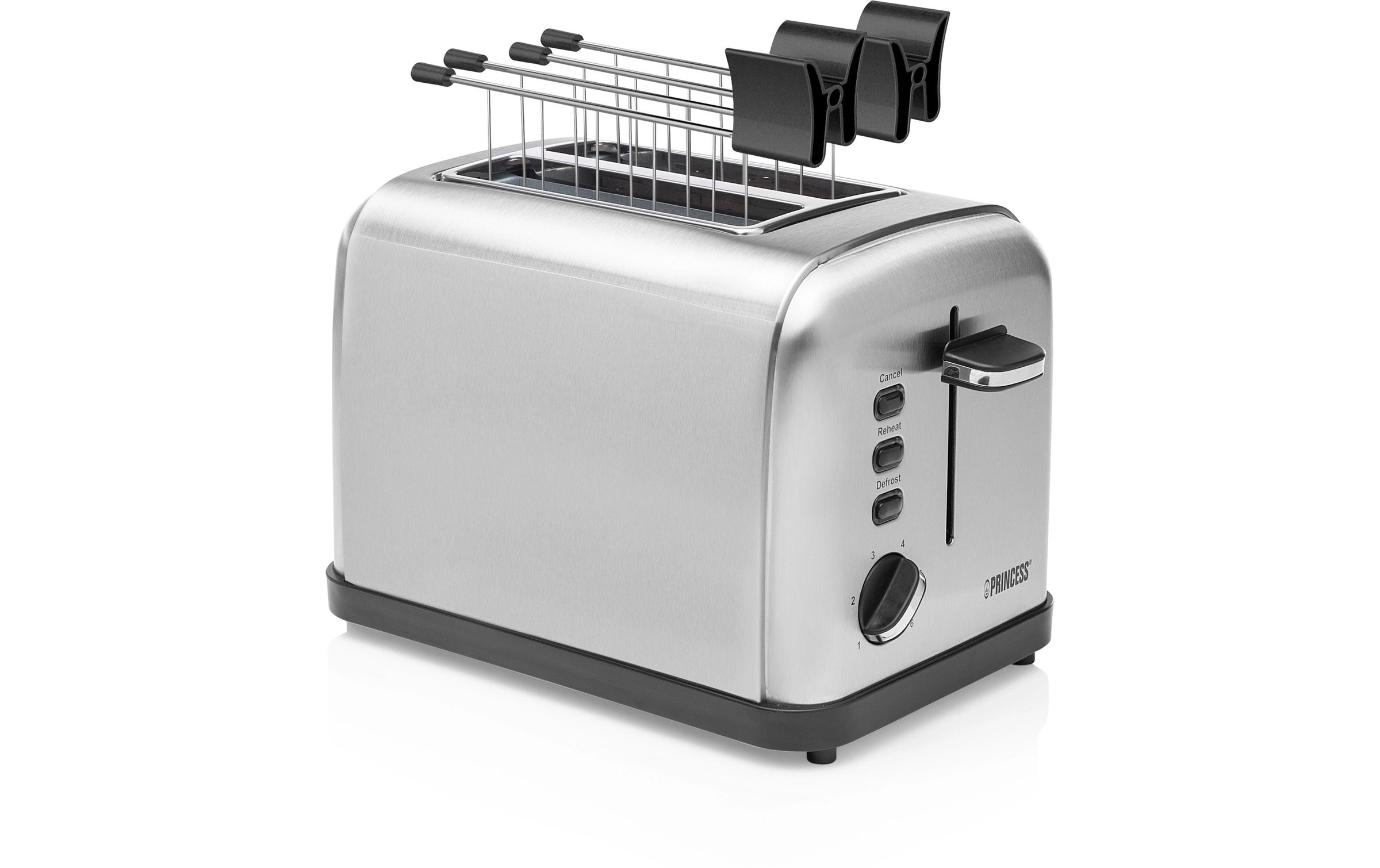 PRINCESS Toaster »Style 2 Silber« 2 kurze Schlitze für 2 Scheiben 850 W
