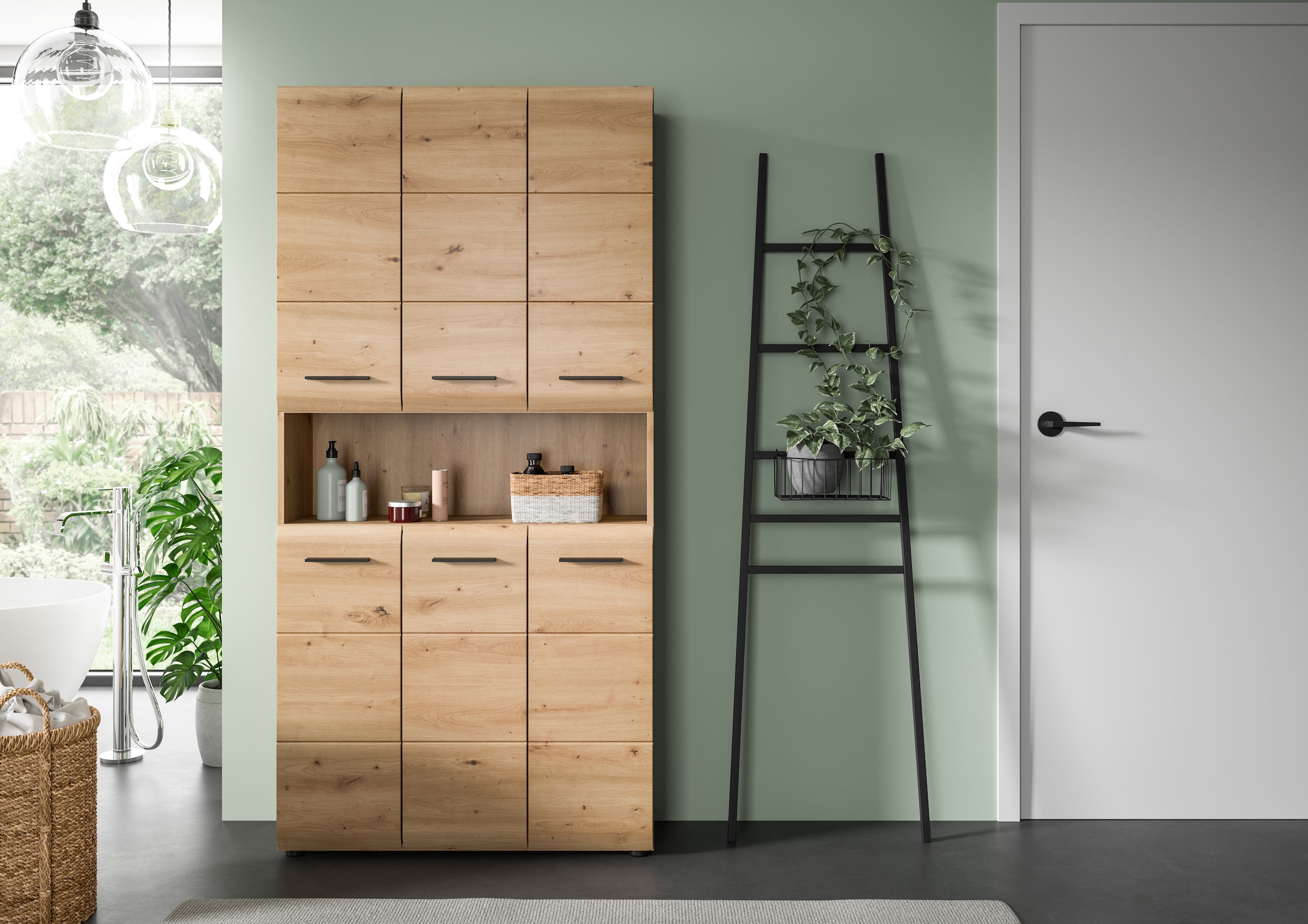 INOSIGN Stauraumschrank 1 Stk. tlg. Florenz, Mehrzweckschrank Artisan Oak NB, 185 cm Höhe, Bad