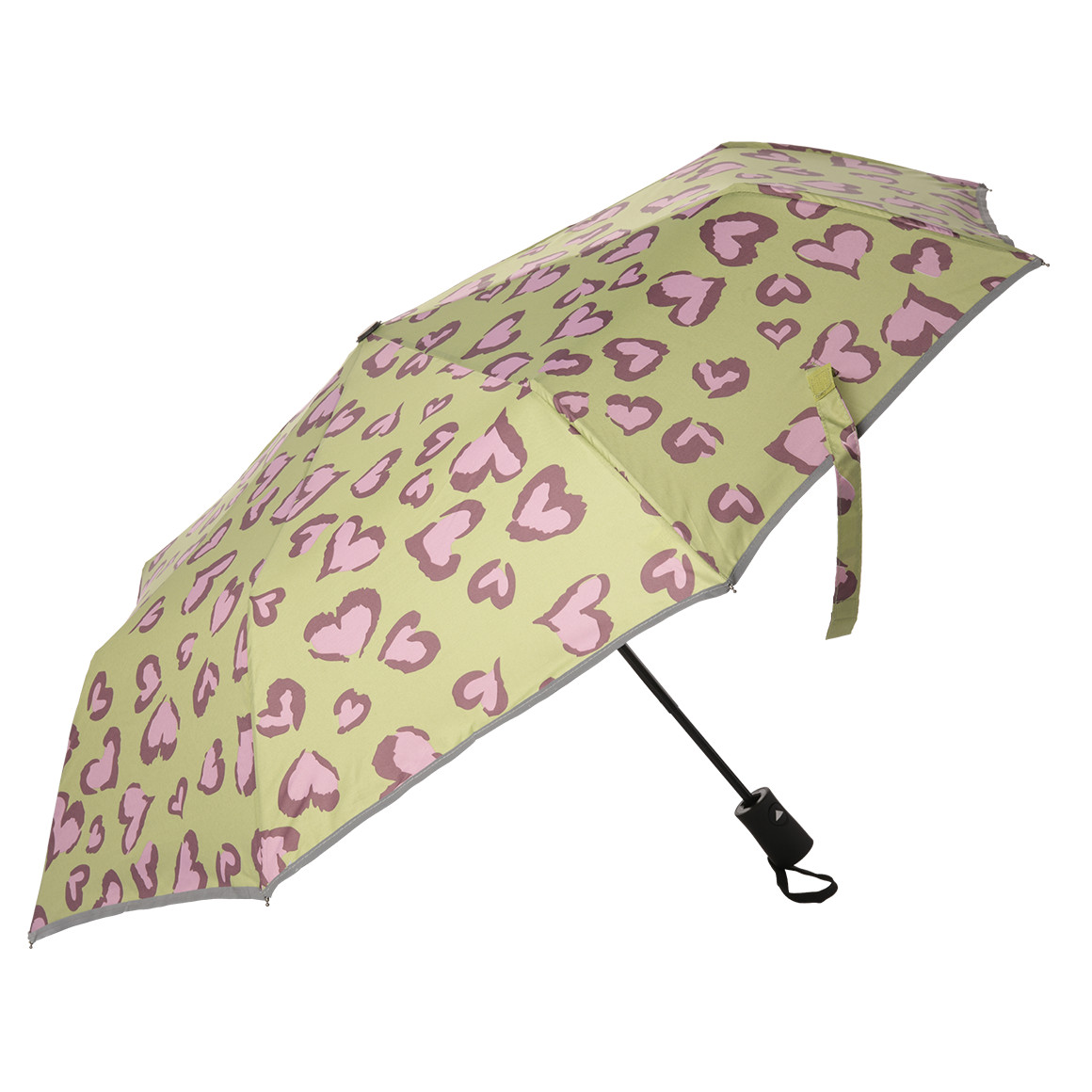 Gina Benotti Regenschirm mit Reflektoren hellgrün / rosa