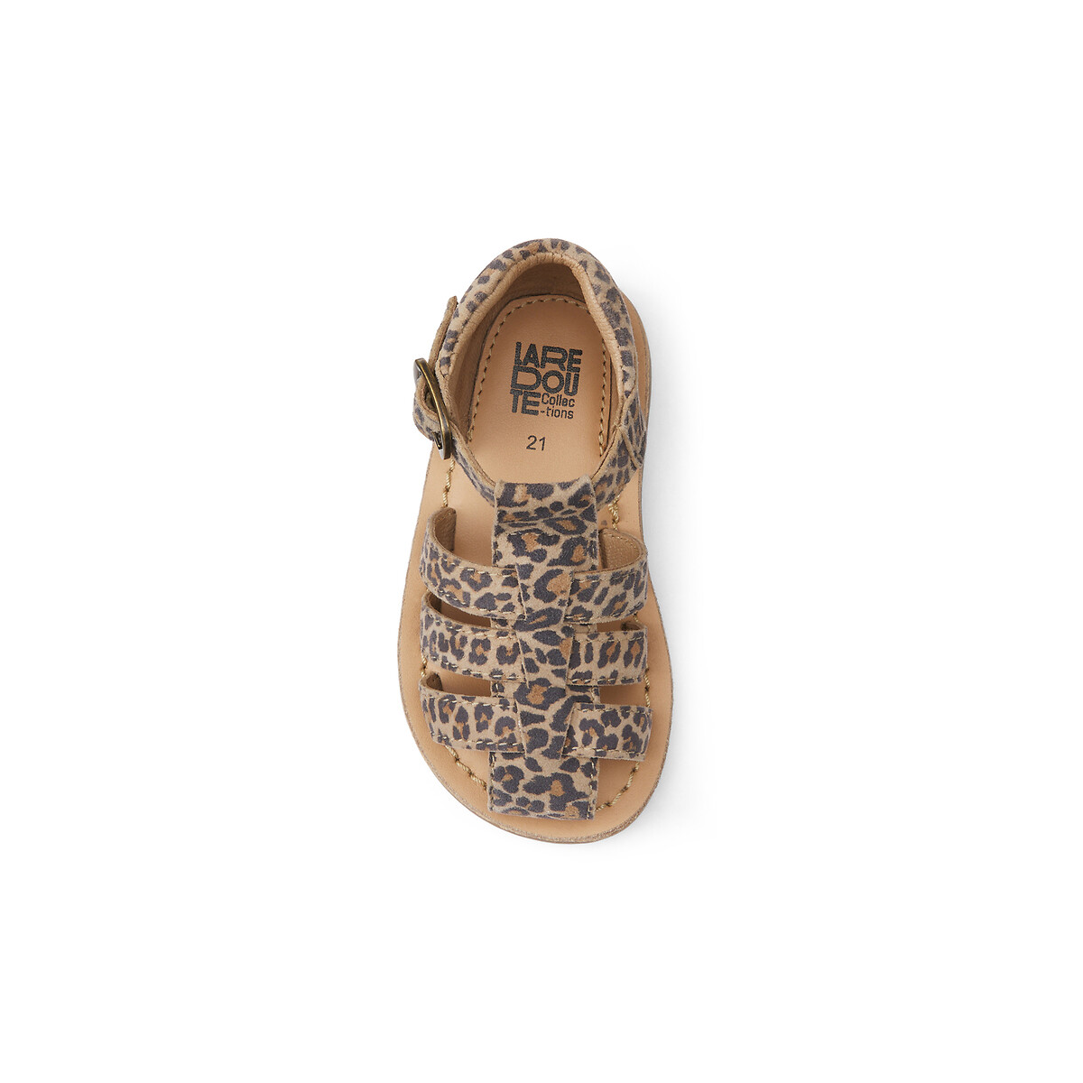 COLEÇÃO LA REDOUTE<br>Sandálias fechadas de couro com estampa de leopardo
