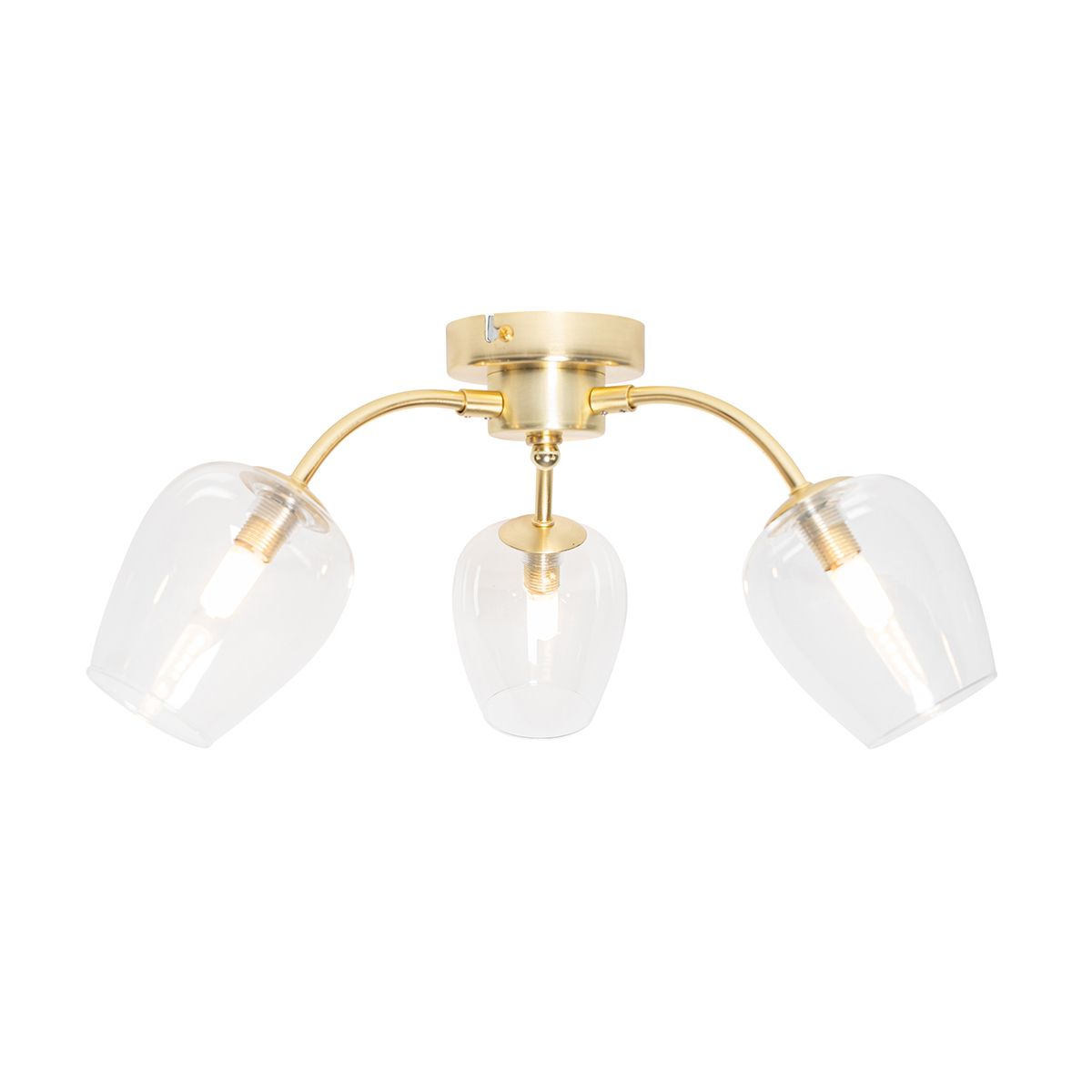 Klassieke plafondlamp goud met glas 3-lichts - Elien