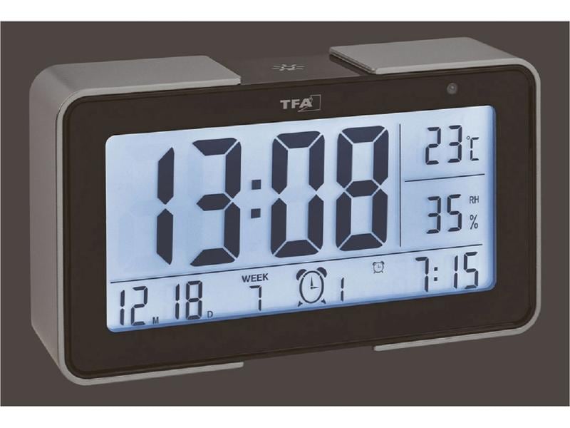 TFA Dostmann Digitalwecker Melody Schwarz/Silber Funkwecker