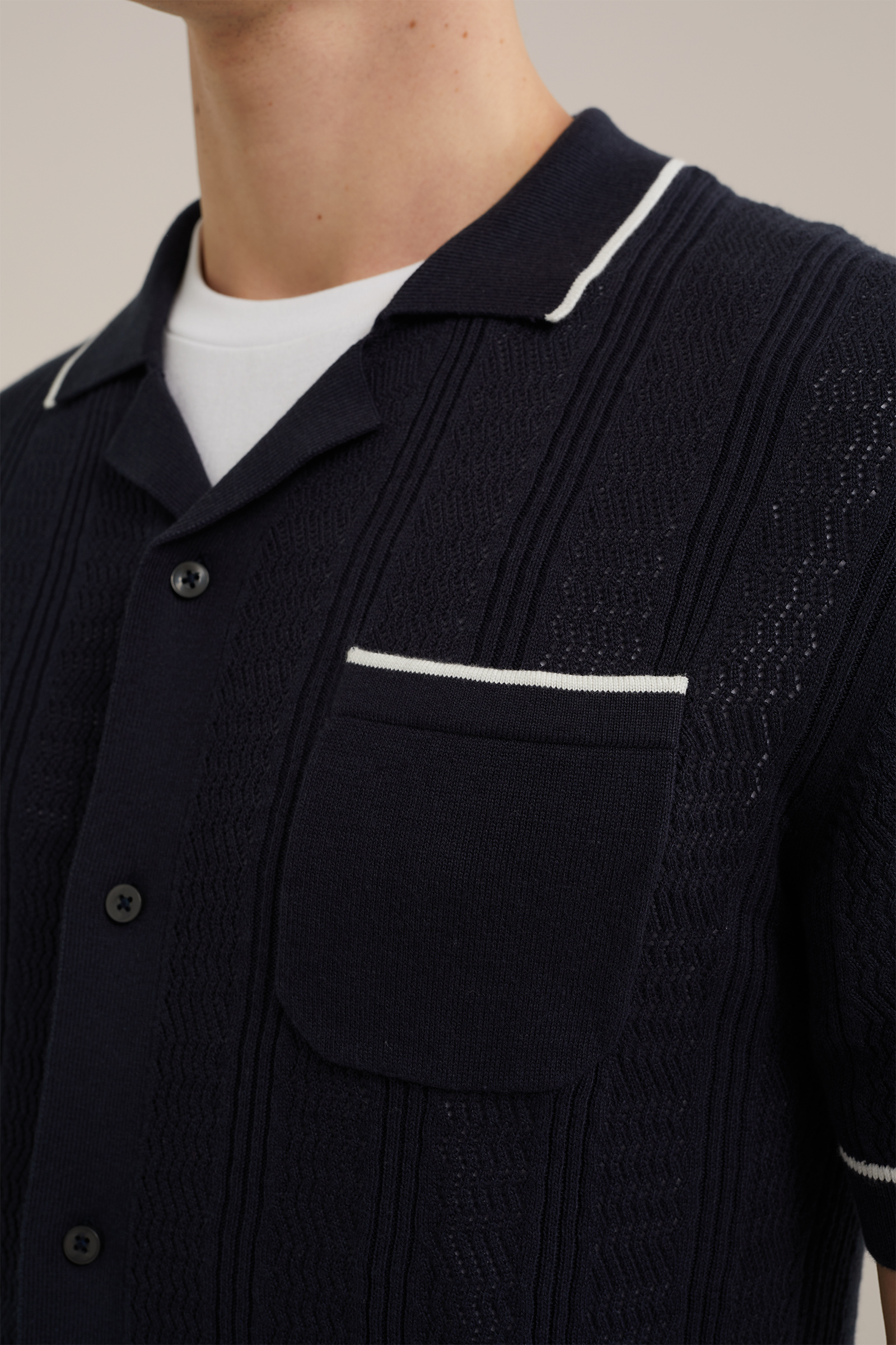 fijngebreide polo WE Fashion Donkerblauw