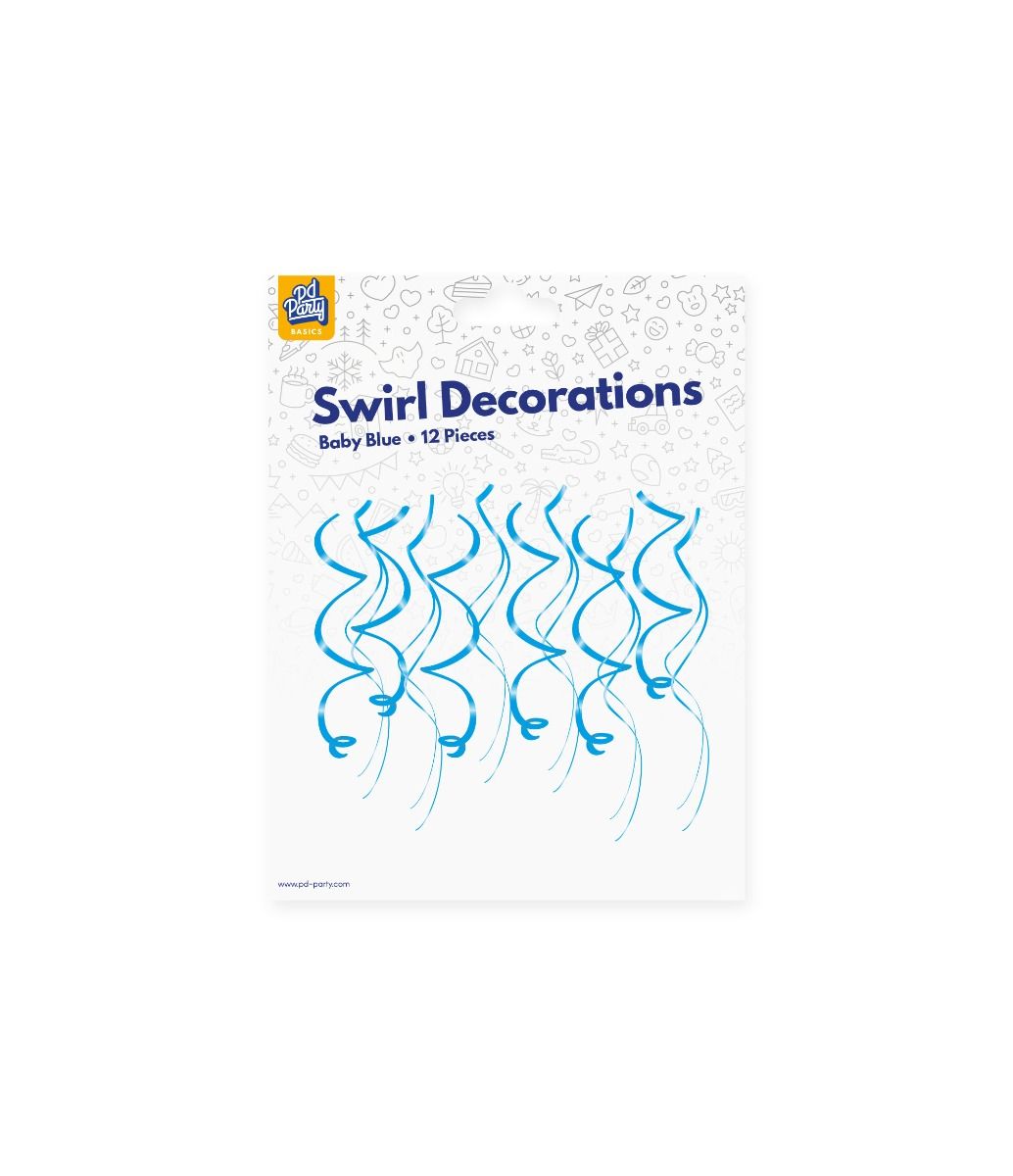 Lichtblauwe Hangdecoratie Swirls 12st