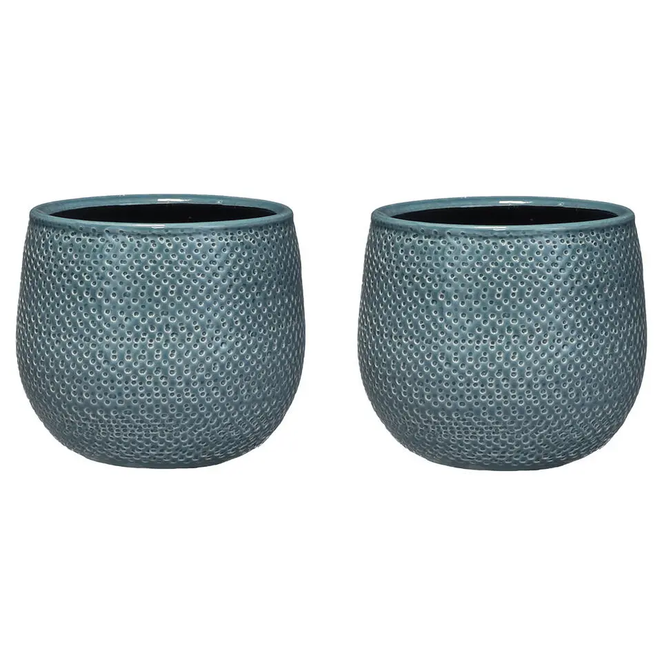 Mica Decorations Bloempot - midnight blauw - keramiek - 16 x 14 cm
