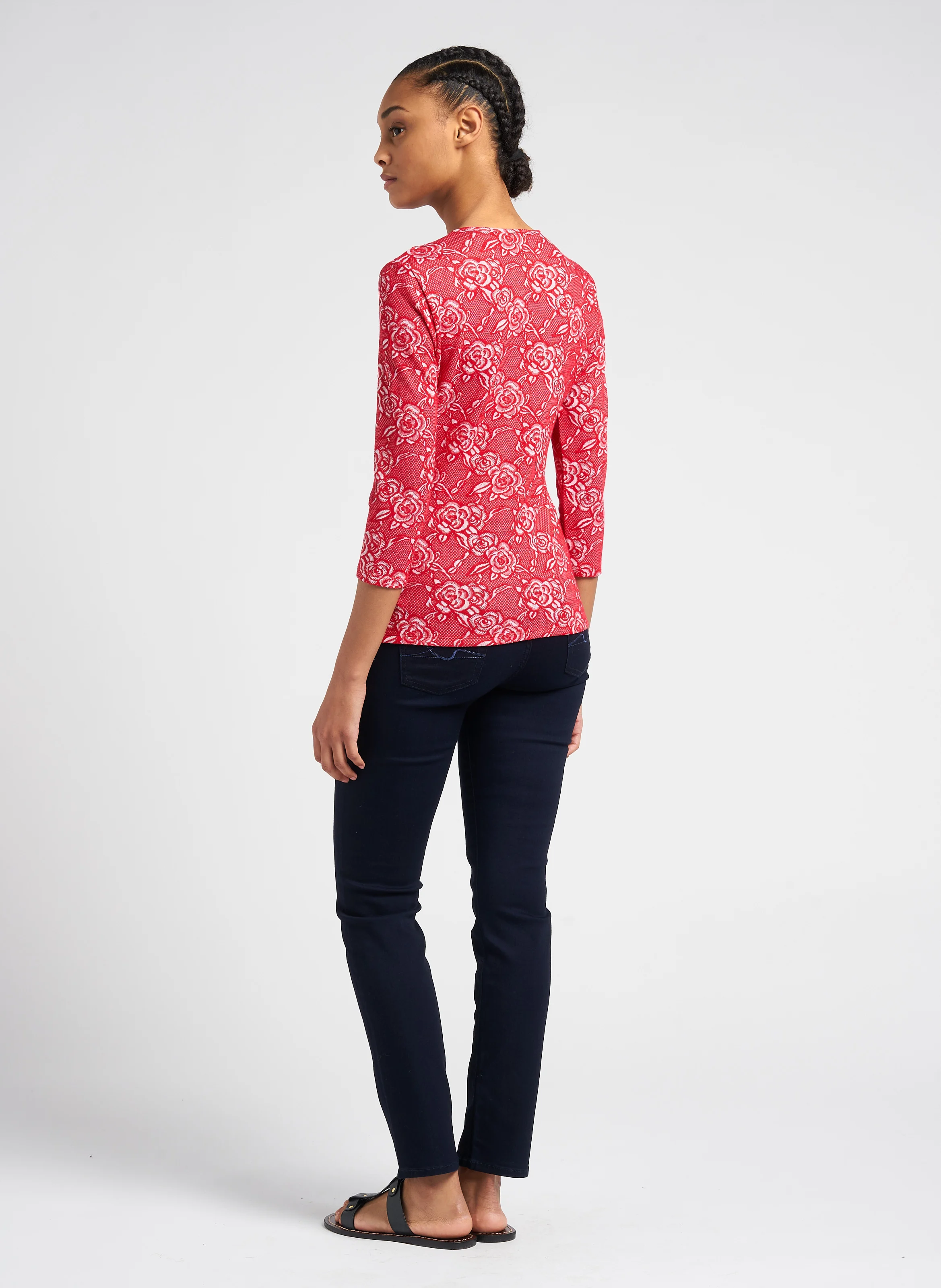 ROXANNE MAJESTY - Jean slim taille mi-haute en coton mélangé| Bleu