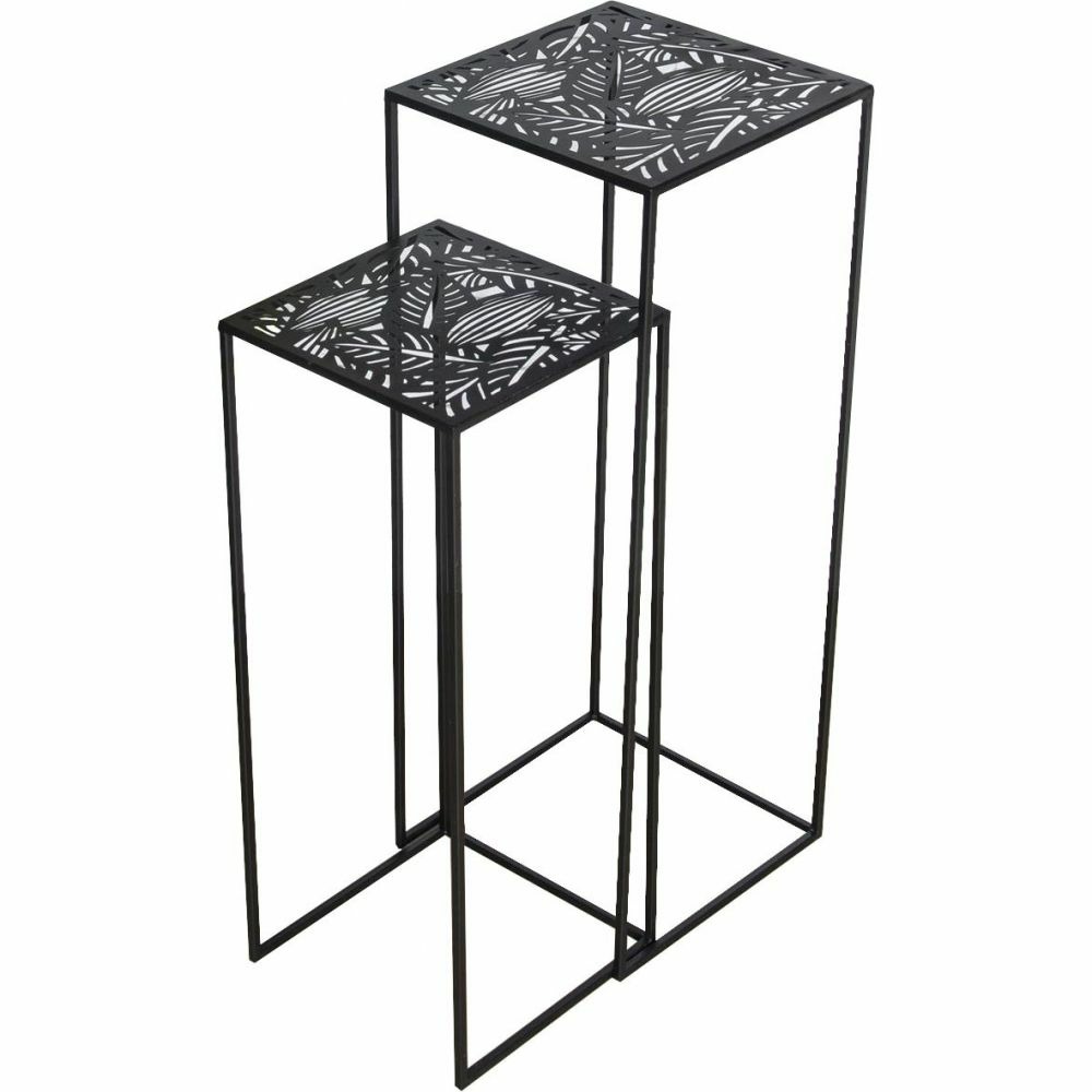 Sellettes gigognes en métal carrées (lot de 2) havana