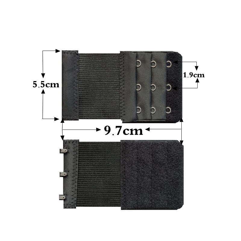(6er Set) BH Verlängerung Erweiterung mit 2 / 3 Haken Verschluss - Schwarz