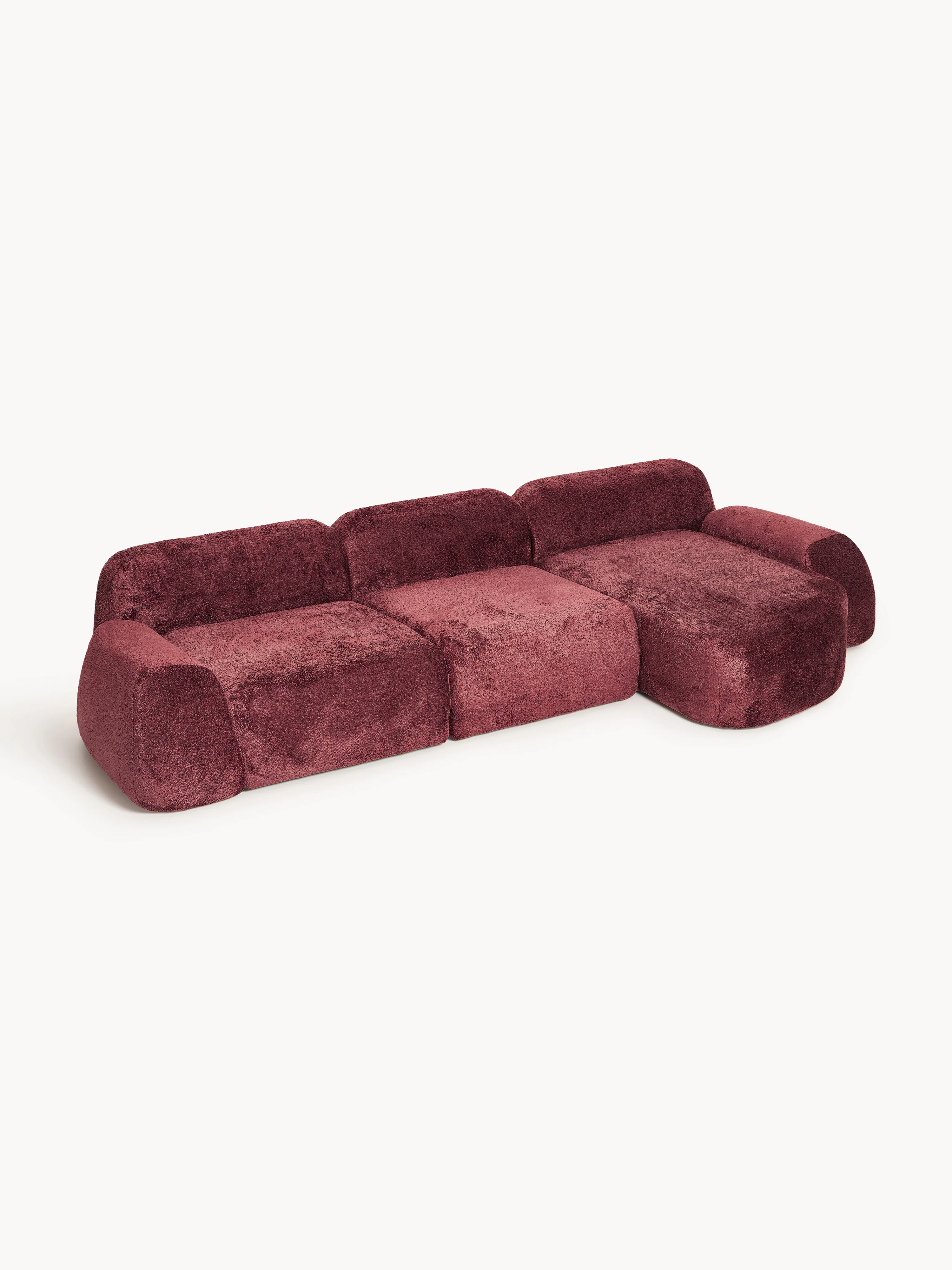 Modulaire teddy-bouclé hoekbank Wolke (4-zits)