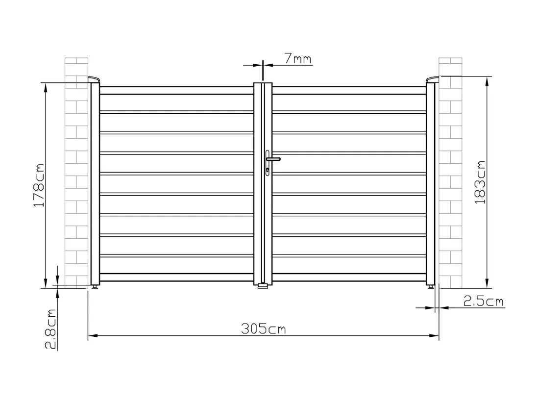 Portail électrique battant aluminium ajouré L305 x H183 cm anthracite - PRIMO