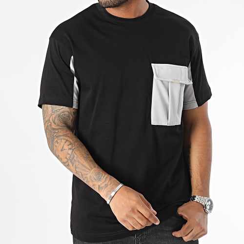 Tee Shirt A Poche Noir Gris