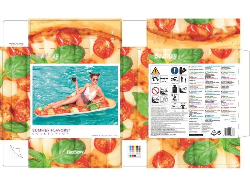Bestway Pizza Party Lounge 188 x 130 cm Luftmatratze für Pool und Strand