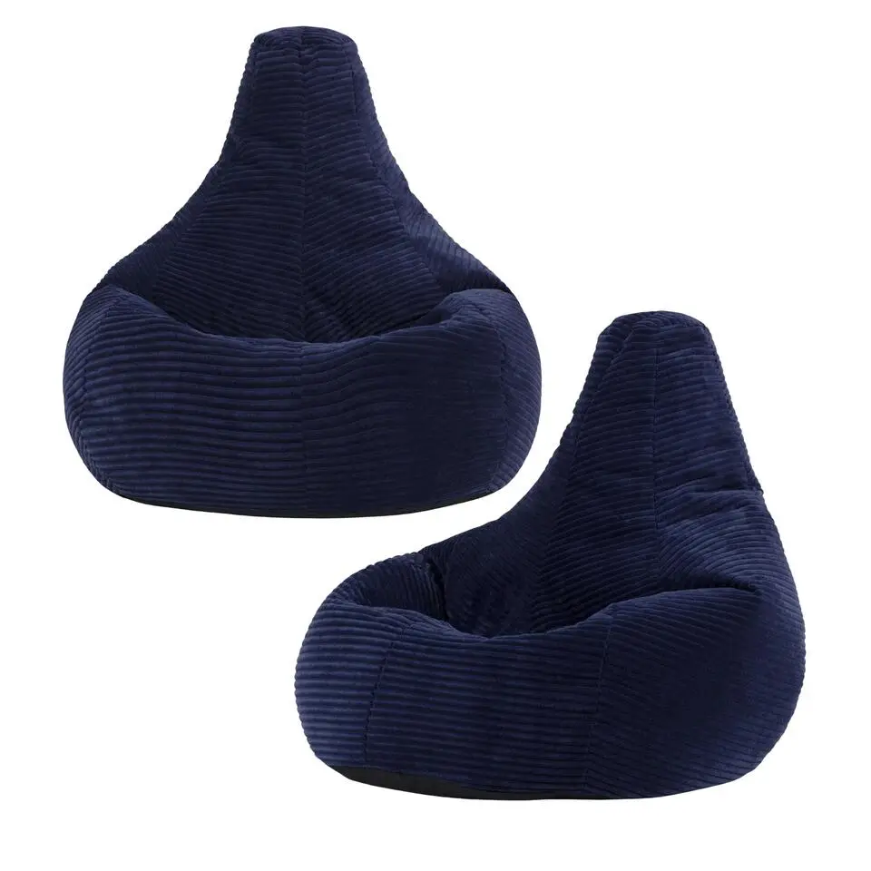 Set van 2 icon Kinderzitzakken Dalton - Corduroy Zitzak - Marineblauw