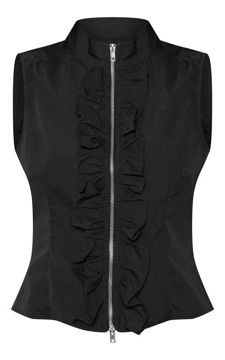Noir Haut Racer Froncé À Fermeture Éclair