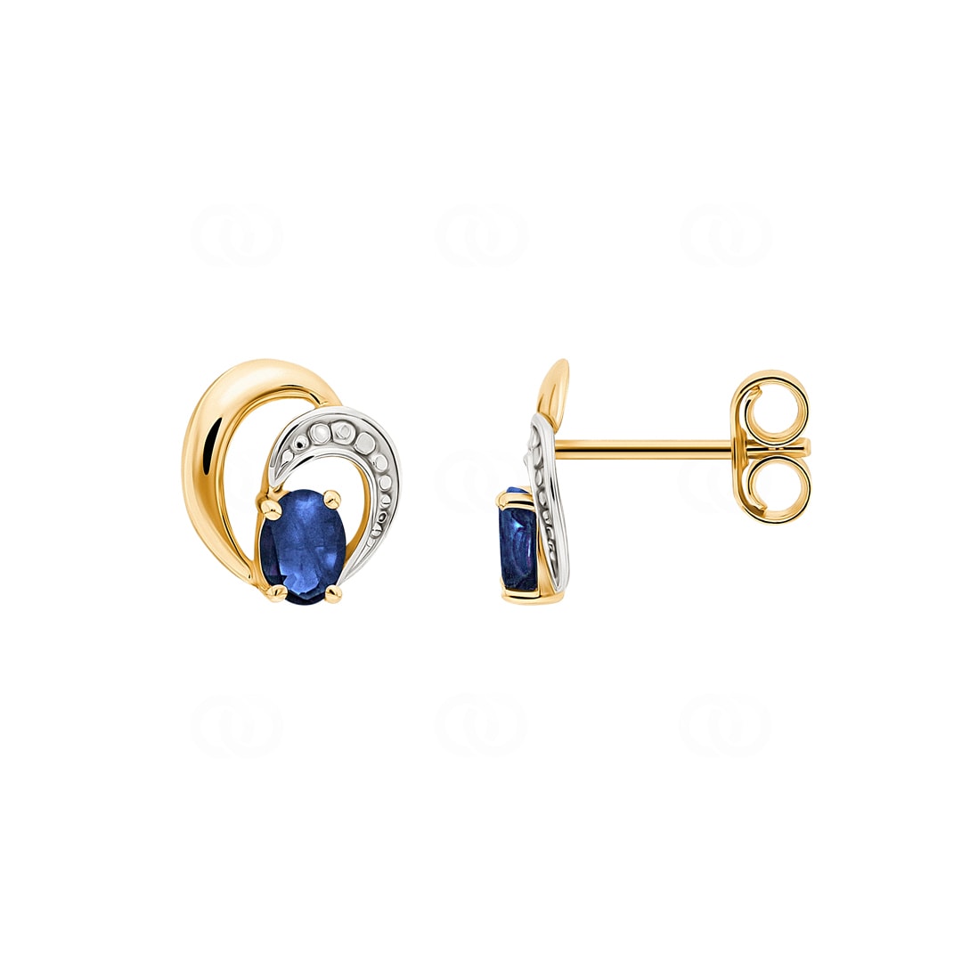 Ohrstecker 750/18 K Gelbgold mit Saphir 0.44ct.
