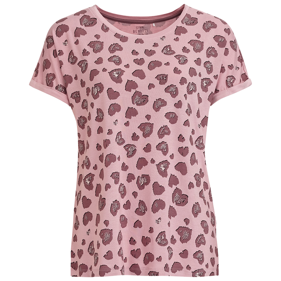 Gina Benotti Damen Schlafshirt im Animal-Look altrosa
