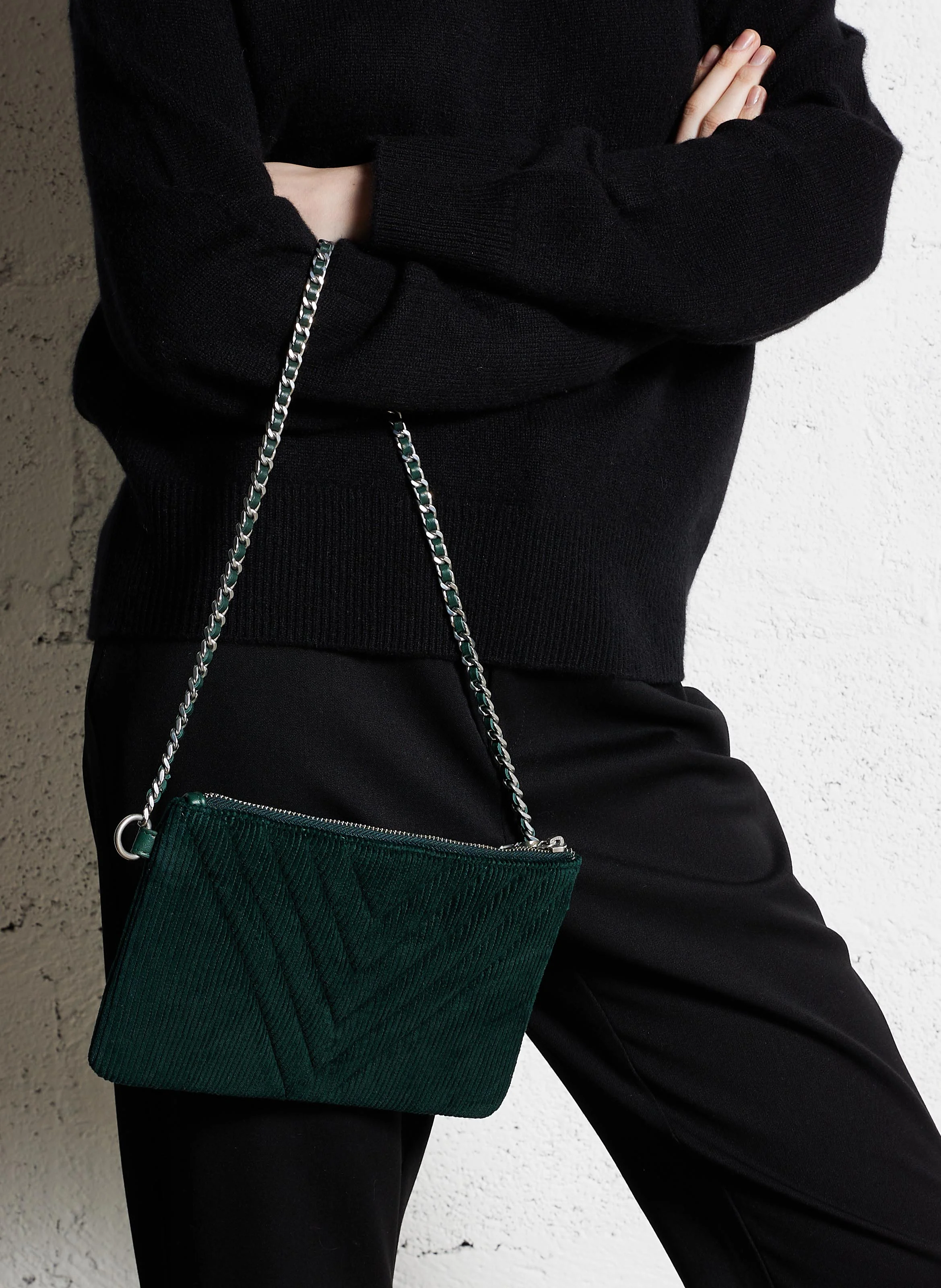 111 - Sac pochette matelassé en cuir | Vert