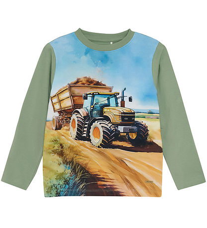 Minymo Bluse - Hedge Green m. Print