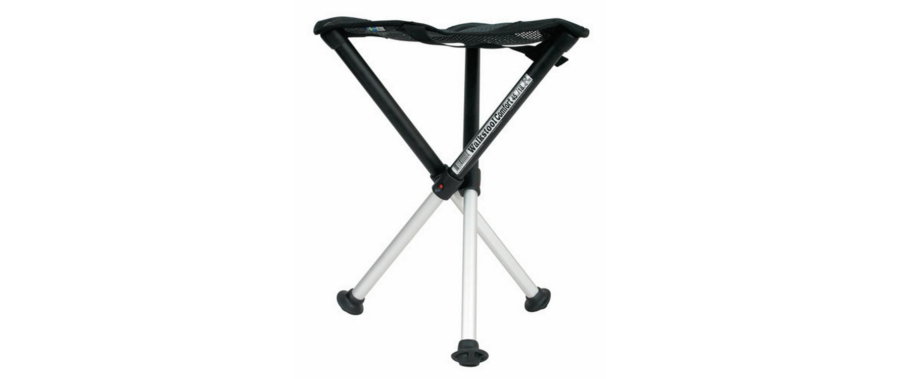 Dreibeinhocker Comfort 45 cm Schwarz/SilberKomfortabler Campinghocker