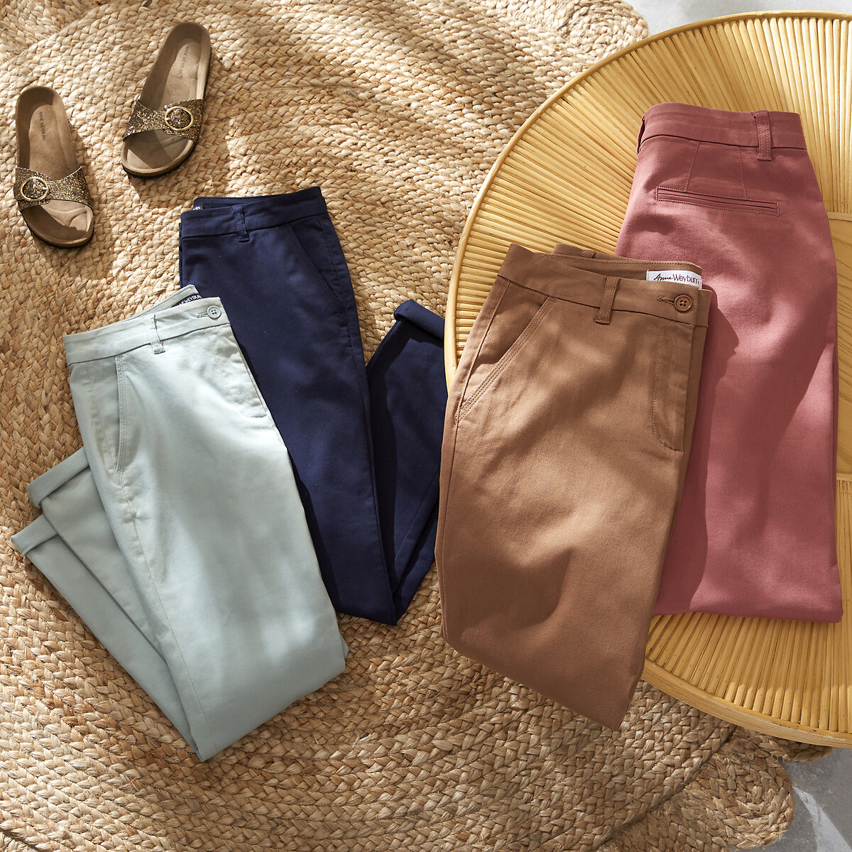 ANNE WEYBURN<br>Calça chino direita, esticar keperstof