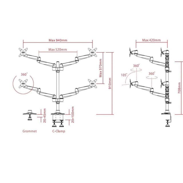 SpeaKa Professional SP-1624824 Swivel 4 fach 4x