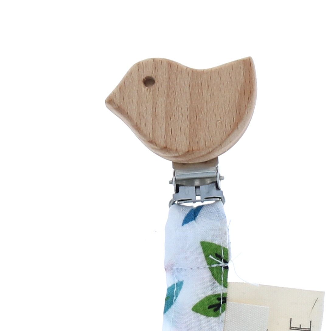 Attache tétine oiseau végétal Amande