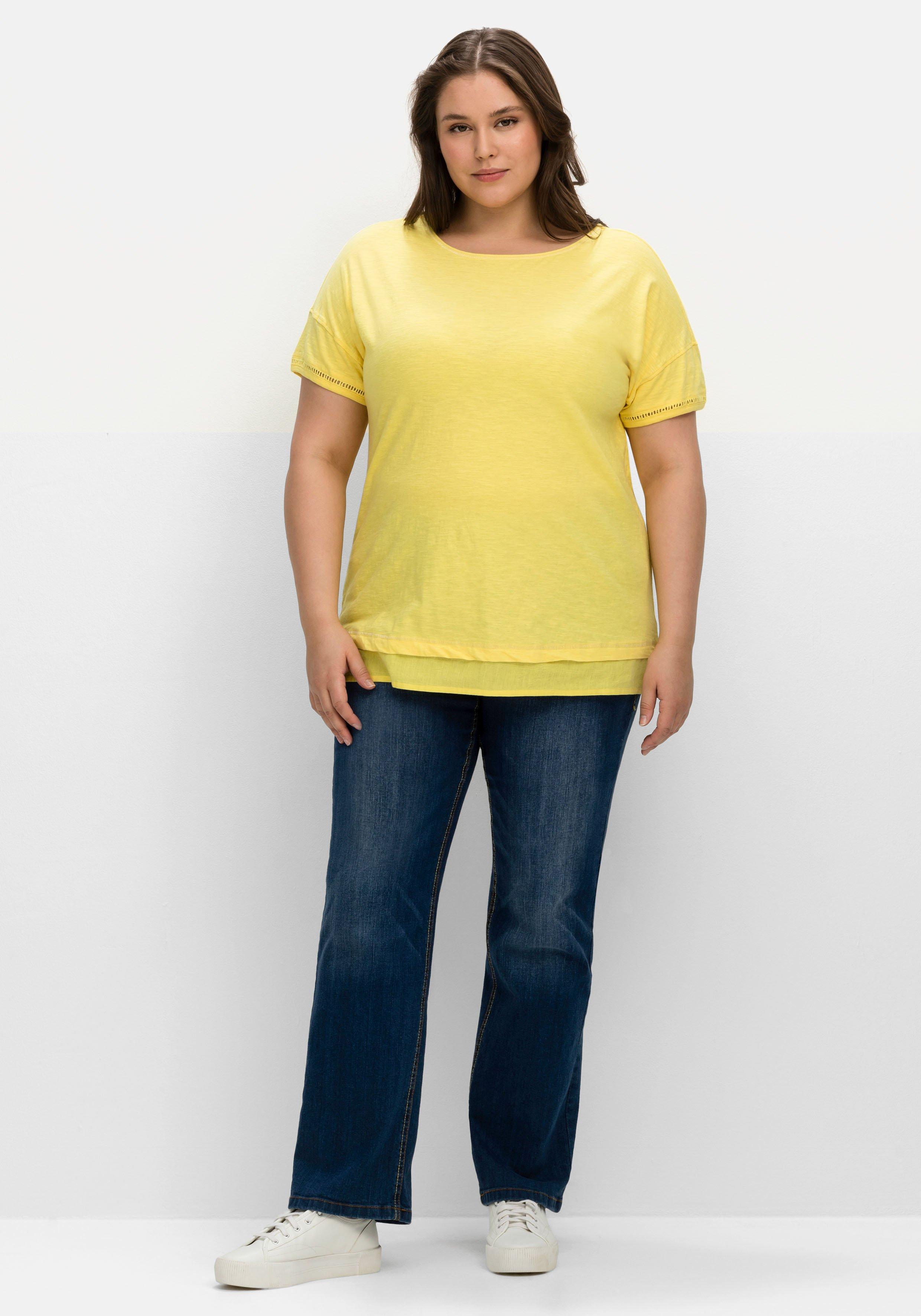 Shirt mit Blusenbesatz am Saum