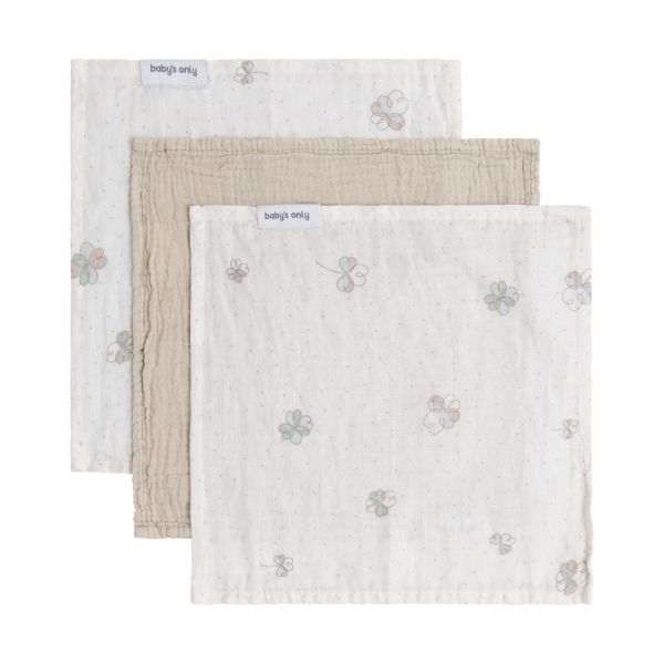 Baby's Only Tender Monddoekje - 3-Pack - 30x30 cm - Beige / Linen