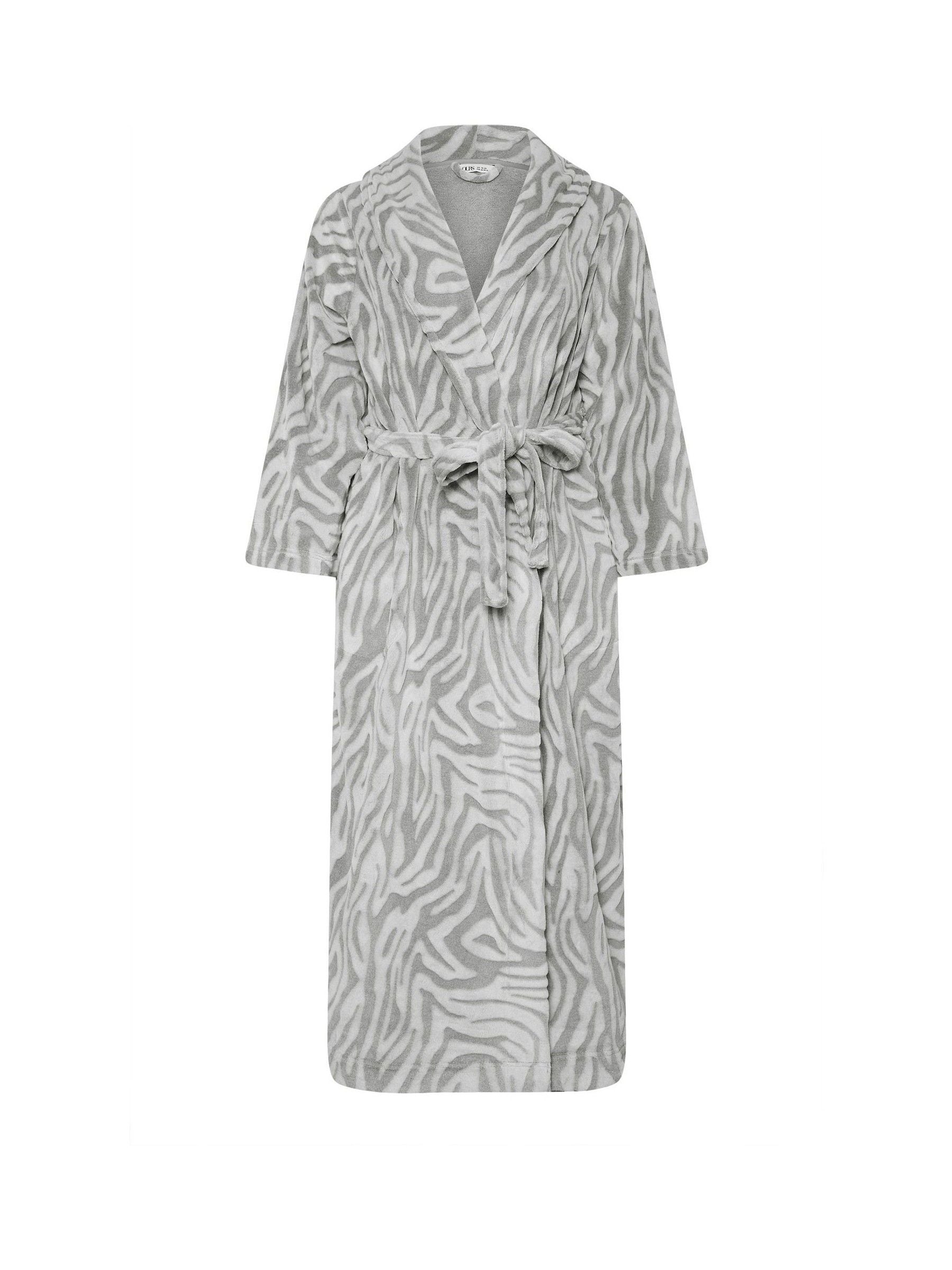Grijs - Yours Curve Zebra Shawl Collar Maxi Robe