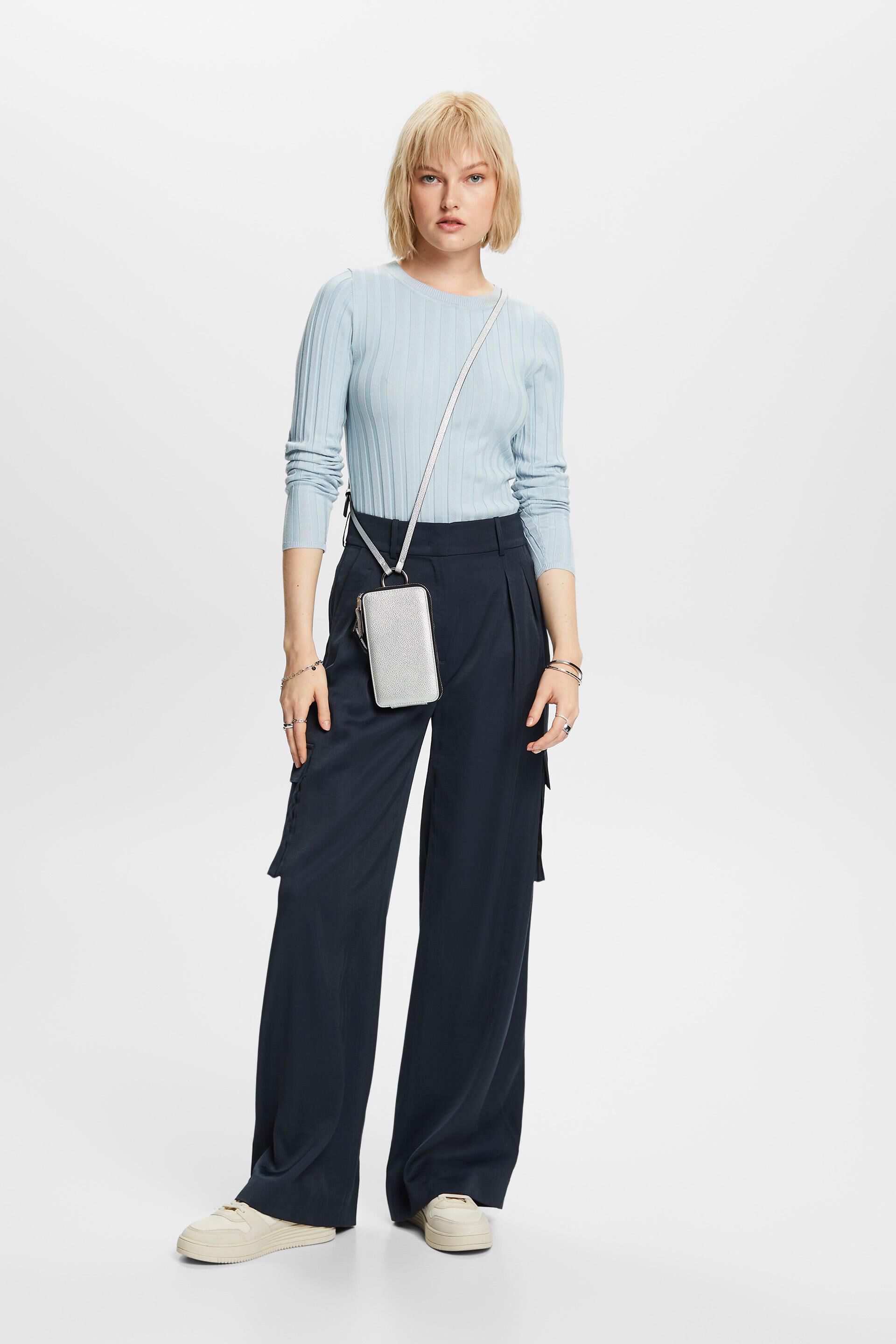 Pantalon cargo à jambes larges et taille haute