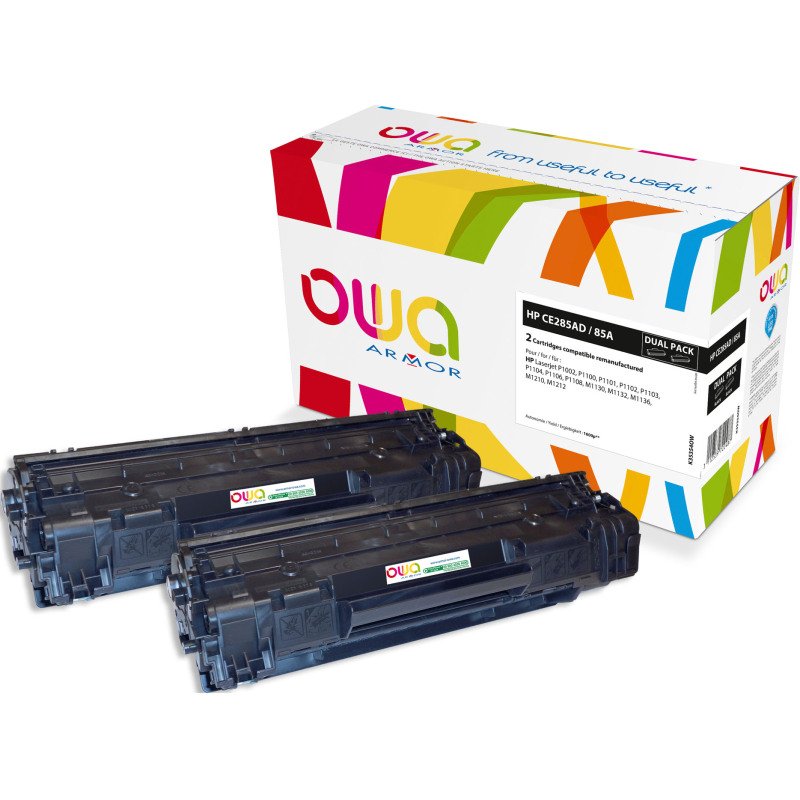 Pack 2 toners noirs Owa compatibles HP 85A - CE285AD