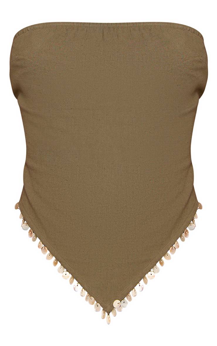 Kaki Haut Bandeau À Détail Frangé Assorti