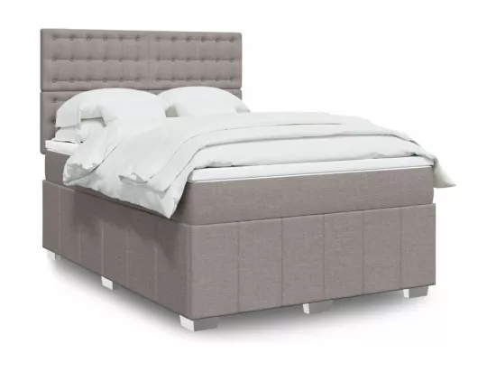 Sommier à lattes de lit avec matelas Taupe 140x190 cm Tissu