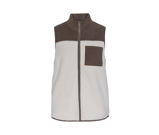 Teddy-Weste, beige-braun