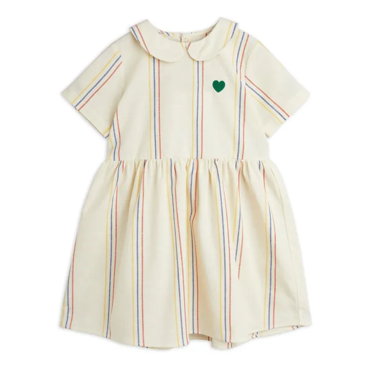 Mini Rodini Robe Rayure Coton Bio | Ecru