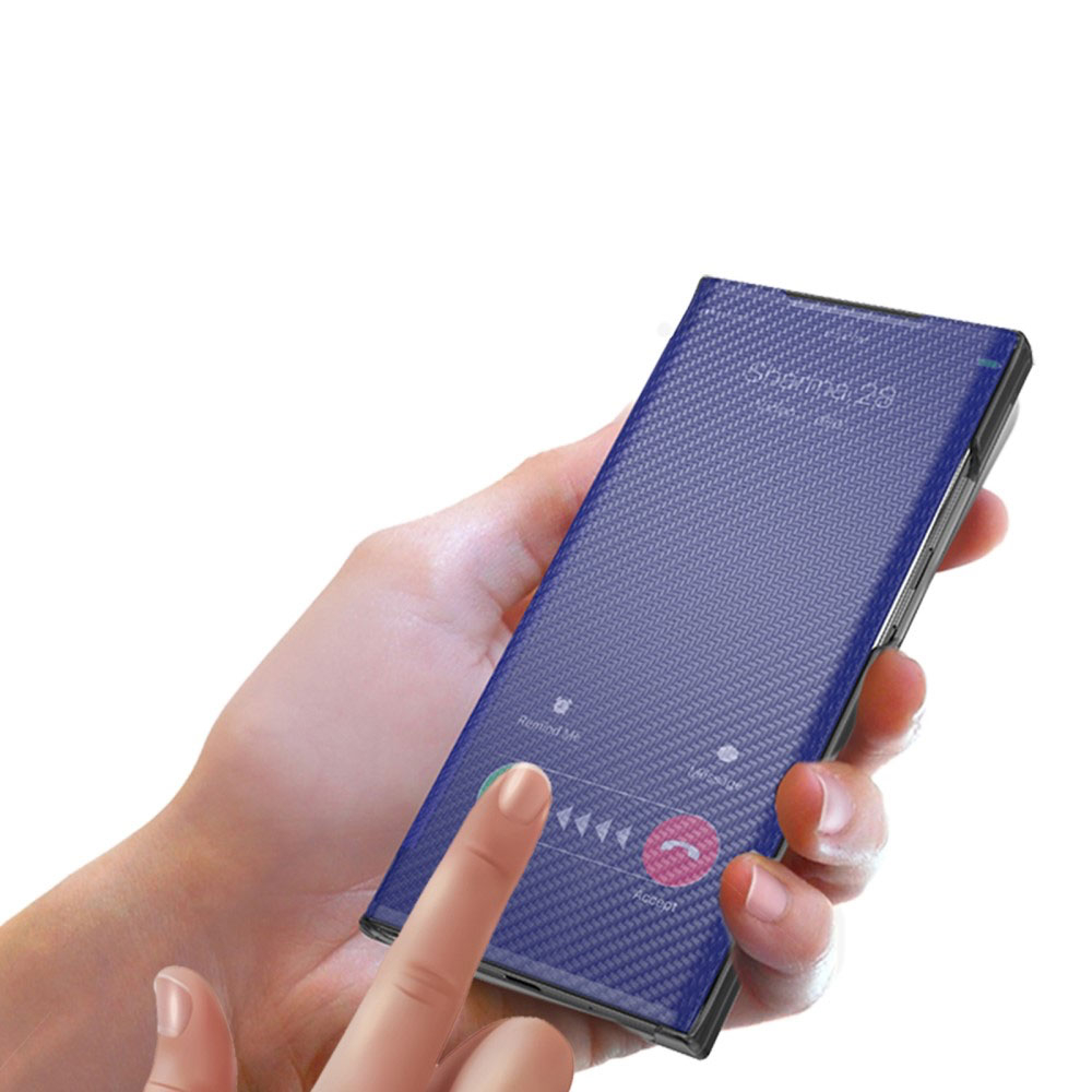 Samsung Galaxy S22 5G Clear View Cover Hülle im Carbon Look - Schwarz