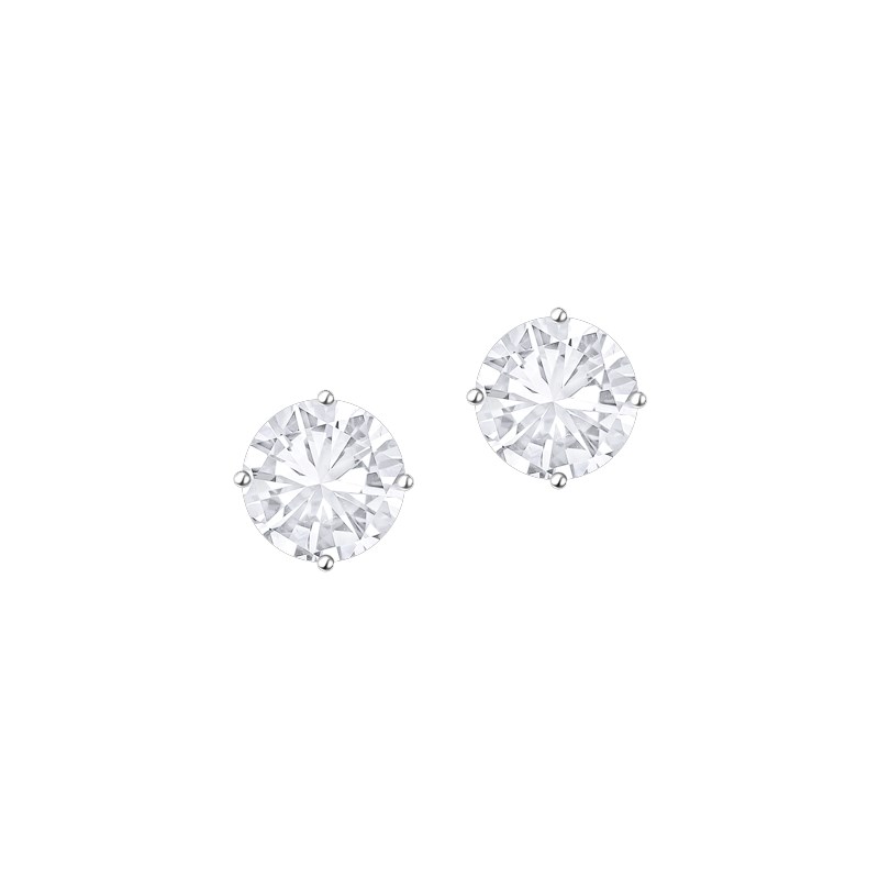 Boucles d'oreilles en argent 925 rhodié avec oxydes de zirconium 3mm
