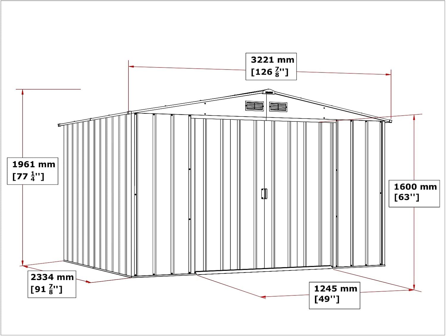 Duramax ECO 10 x 8 (7.28 m²) Abri de Jardin en Métal Galvanisé à Chaud, Abri de Stockage d'Outils, Structure de Toit Renforcée, Abri en Métal Sans Entretien, Vert
