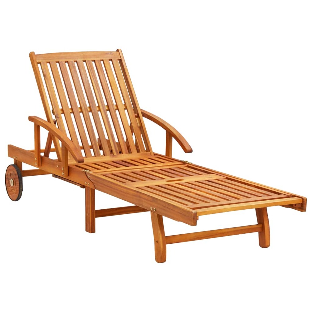 Lot de 2 transats chaise longue bain de soleil lit de jardin terrasse meuble d'extérieur avec coussins bois d'acacia solide 0