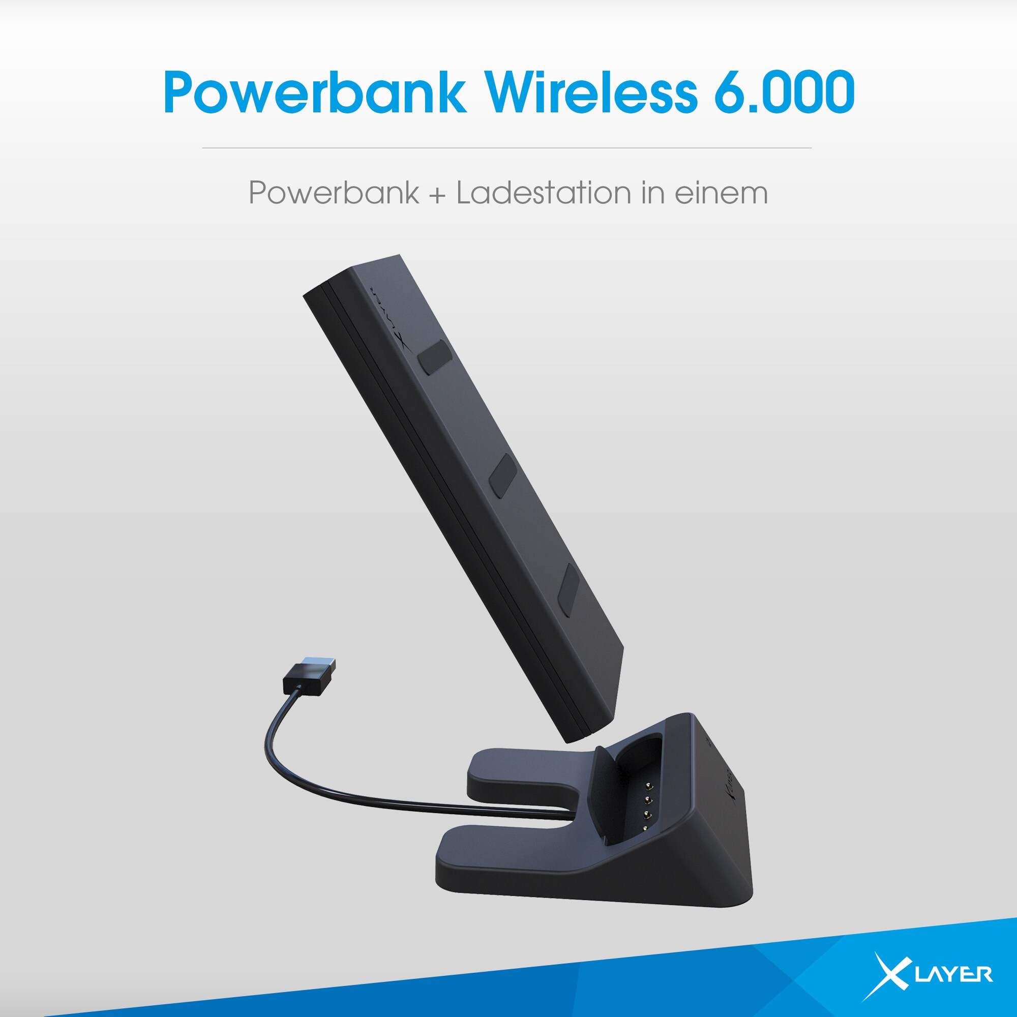 Xlayer WIRELESS Powerbank Wireless Charger with Dock Qi-zertifiziert 6000mAh