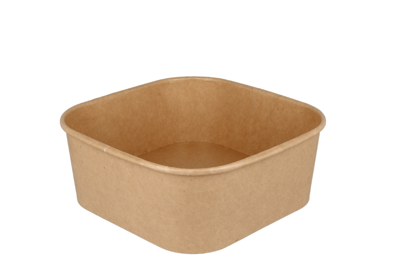 Vierkante maaltijdbak karton 1200ml Kraft
