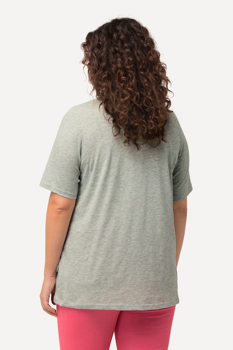 T-Shirt, Blüte, A-Linie, V-Ausschnitt, Halbarm