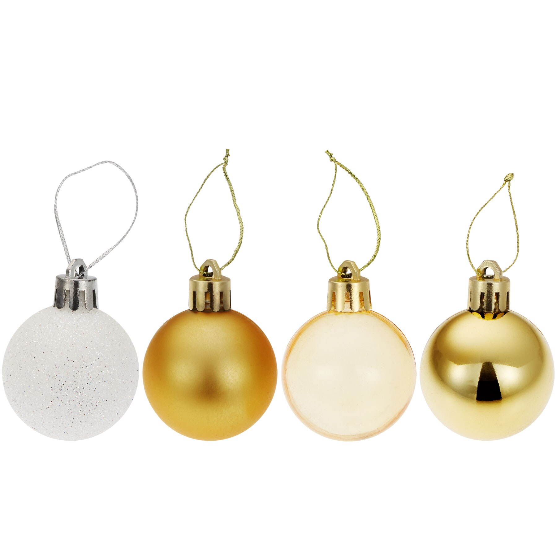 tectake® Weihnachtskugeln, 24er-Set in Weiß und Gold, matt, glänzend, glitzernd und transparent, Durchmesser 4 cm